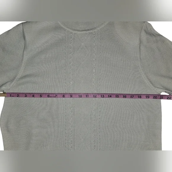 Alfred Dunner Wonens Vintage Pointelle Beaded High Neck Knit Sweater Top Sz M - Picture 10 of 13